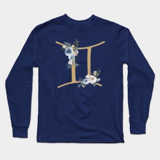 Floral Gemini Zodiac Symbol Long Sleeve T-Shirt